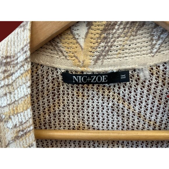 Nic+Zoe Plus Size Boho Chevron Knit Linen Blend Cardigan 1X Earth Tones Layering - Picture 3 of 5